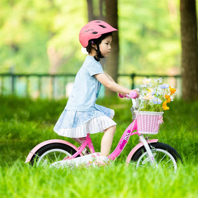 RoyalBaby Chipmunk 18 Inch Kids Steel Bicycle with Basket and Kickstand, Pink