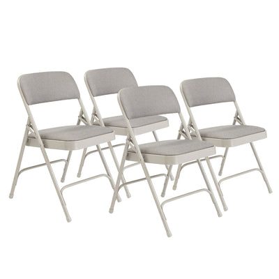 NPS 2" Cushion Fabric Upholstered Folding Chair, Greystone, 4pk(Open Box)