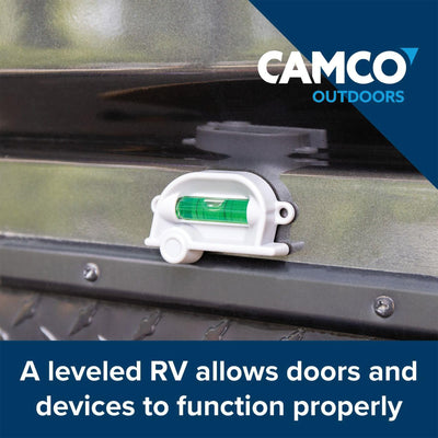 Camco 25520 Retro RV Bubble Level, Screw or Foam Tape Mountable, White (2 Pack)