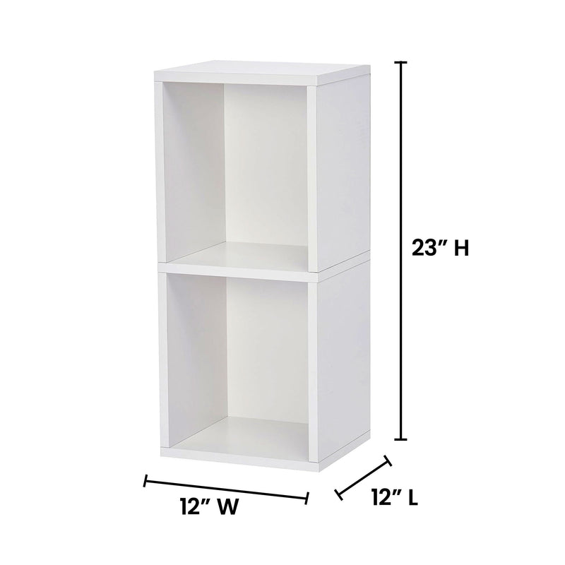 Juggernaut Storage 2 Cube Wooden Storage Shelf Bookshelf Home Organizer, White