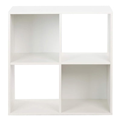 Juggernaut Storage 4 Cube Wooden Storage Shelf Bookshelf Home Organizer, White