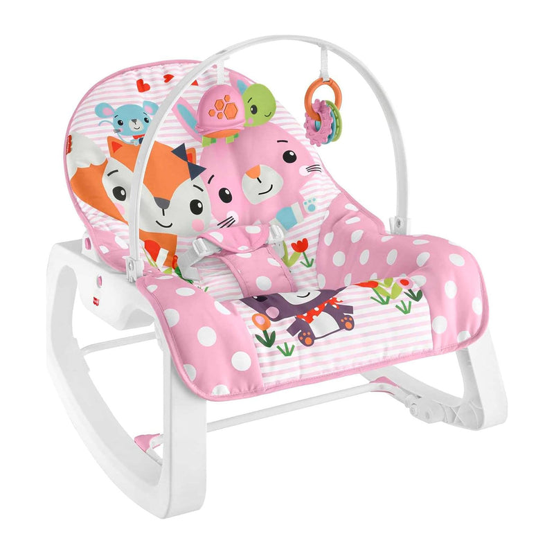 Fisher-Price Infant to Toddler Rocker with Removable Toy Bar, Pink Critters