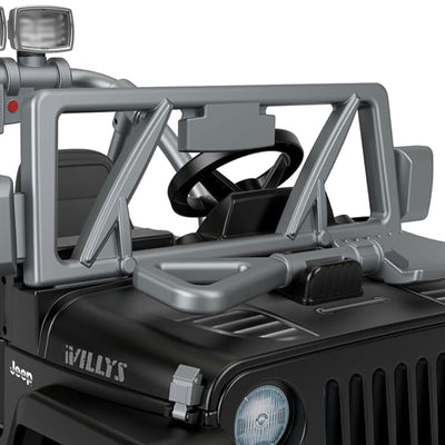 Power Wheels Jeep Wrangler Willys 2 Seater Kids Ride On Car SUV, Black (Used)