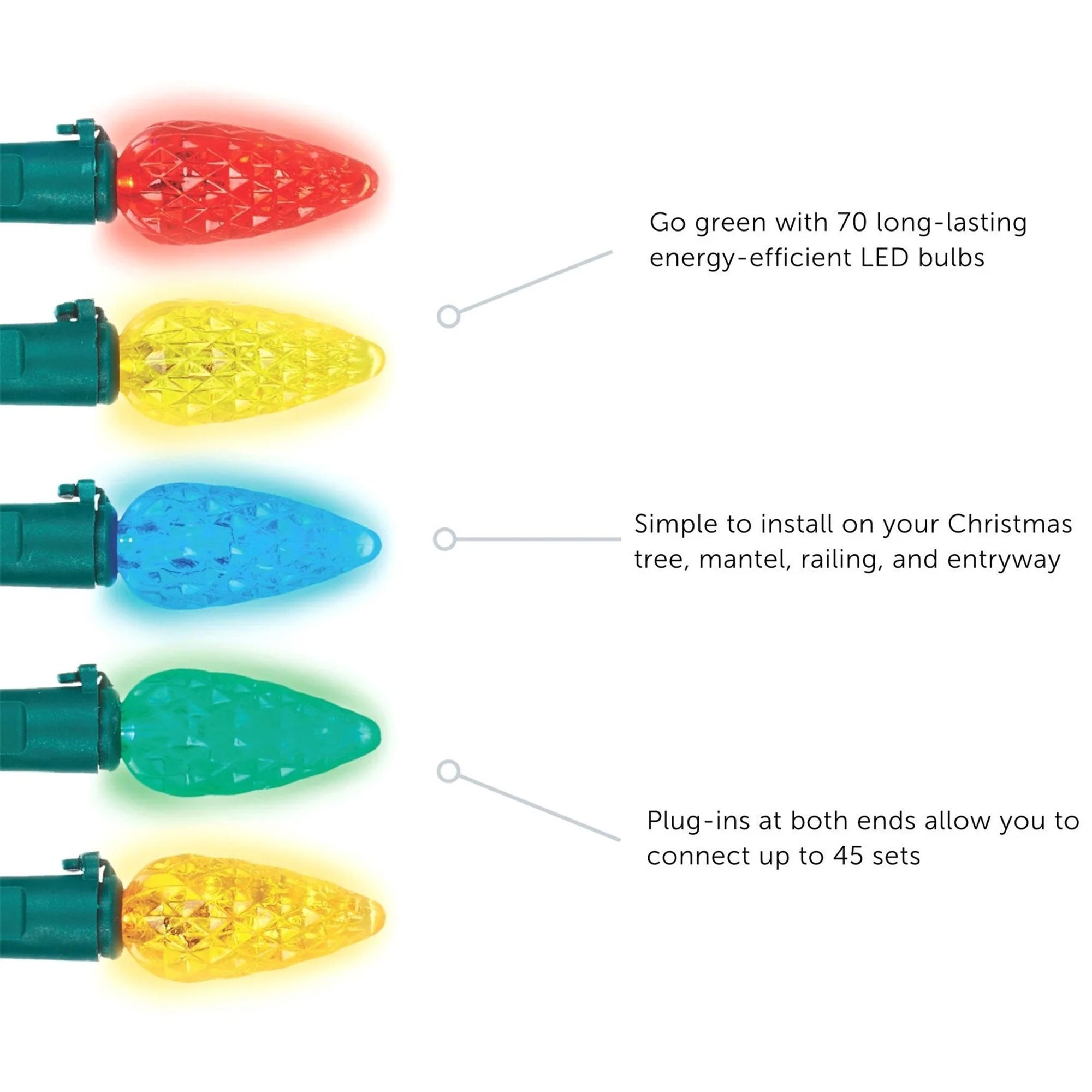 NOMA Quick Clip 100 LED C9 Light Set for Indoor and Outdoor Use, Multicolor - VMInnovations
