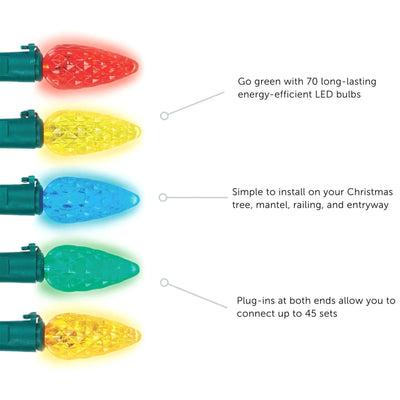 NOMA Quick Clip 100 LED C9 Light Set for Indoor and Outdoor Use, Multicolor - VMInnovations