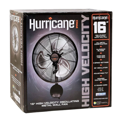 Hurricane 16' Pro High Velocity Oscillating Metal Mount Fan, Black (Open Box)