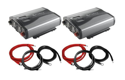 (2) Cobra CPI1575 1500W 3 Outlets DC to AC Car Power Inverters w/ (2) Cable Kits