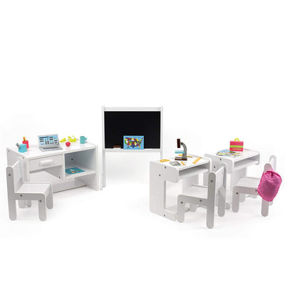 Playtime by Eimmie Wooden Classroom Playset with Accessories for 18 Inch Dolls