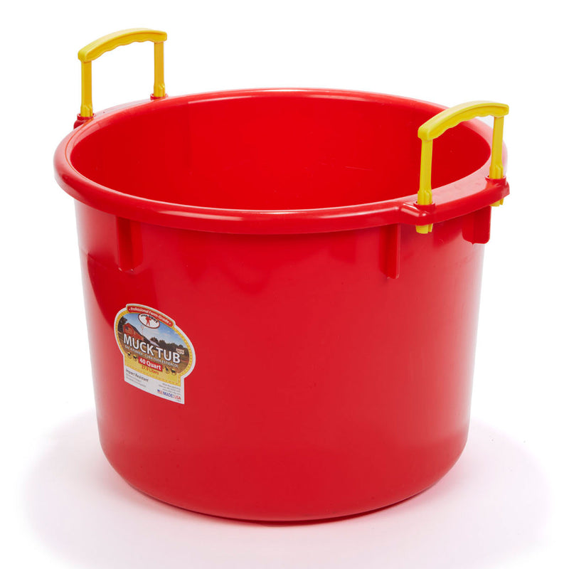 Little Giant 40 Quart Durable and Versatile Utility Muck Tub w/Handles, Red
