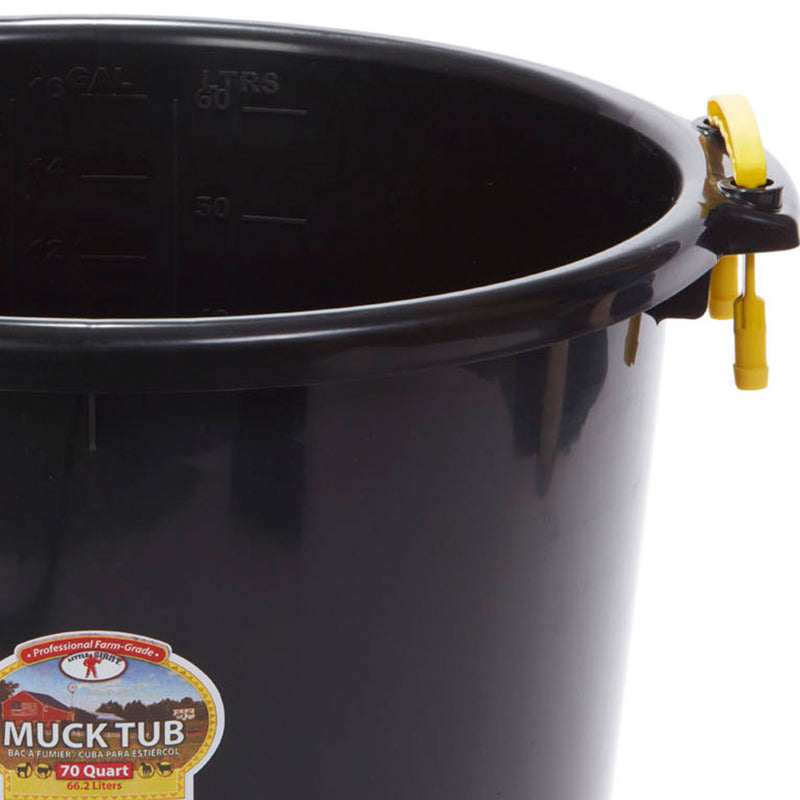 Little Giant 70 Quart Durable and Versatile Utility Muck Tub w/Handles, Black