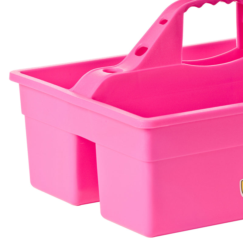 Little Giant DuraTote Plastic Box Organizer w/2 Compartments & Grip Handle, Pink
