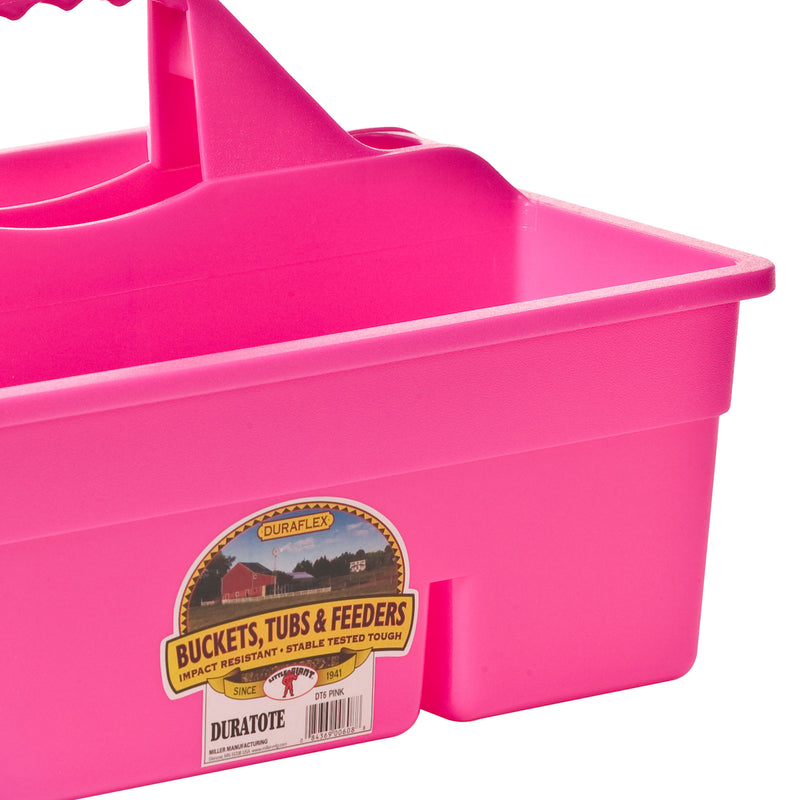 Little Giant DuraTote Plastic Box Organizer w/2 Compartments & Grip Handle, Pink