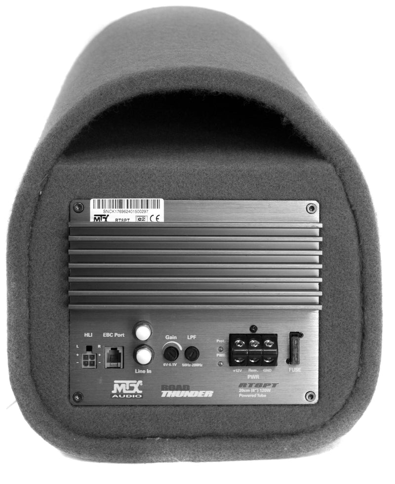 MTX AUDIO 8 Inch 240W Car Subwoofer Amplified Tube Box w/ BOSS Audio Wiring Kit