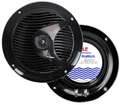 4) PYLE PLMR60B 6.5" 300W Marine/Boat Dual Cone Waterproof Speakers TWO PAIR