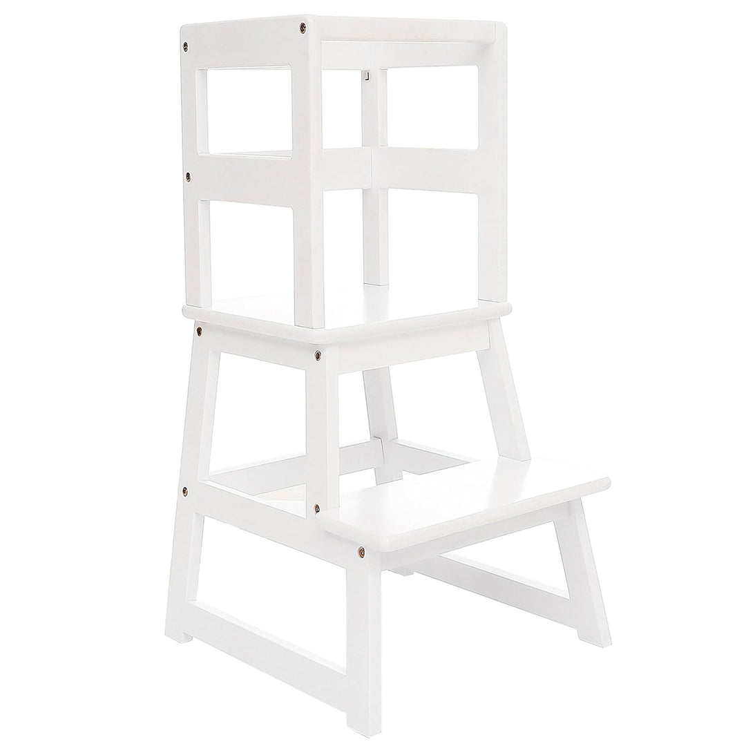 SDADI Kids Kitchen Step Stool Holds up to 150 Pounds with Safety Rail, White