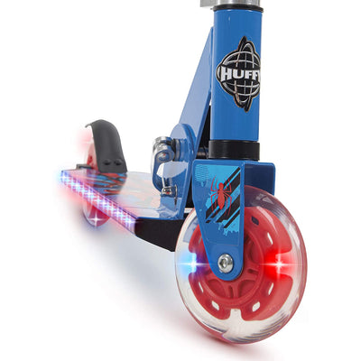 Huffy Marvel Spider-Man Kids Ages 5+ Steel Outdoor 2 Wheel Scooter w/ LED Lights