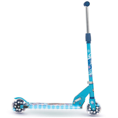 Huffy Frozen II Kids Ages 5+ Folding Outdoor Inline Scooter w/ LED Lights, Blue