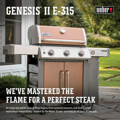 Weber Genesis II E315 Outdoor Stainless Steel 3 Burner Natural Gas Grill, Copper - VMInnovations