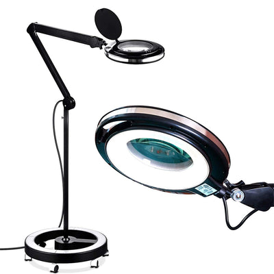 Brightech Lightview Pro Magnifying Floor Lamp with Rolling Wheel Base, Black