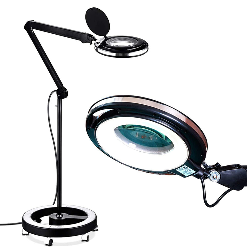 Brightech Lightview Pro Rolling 3 Diopter Magnifier Floor Lamp, Black (2 Pack)