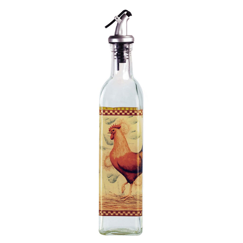 Grant Howard 39264 Rooster Glass Oil & Vinegar Cruet Dispenser Bottle, 16 Ounce