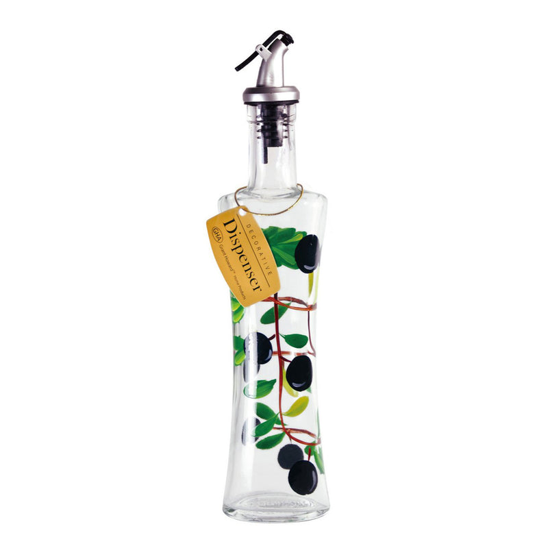 Grant Howard 39476 Hand Painted Olive Glass Oil & Vinegar Cruet Bottle, 16 Ounce