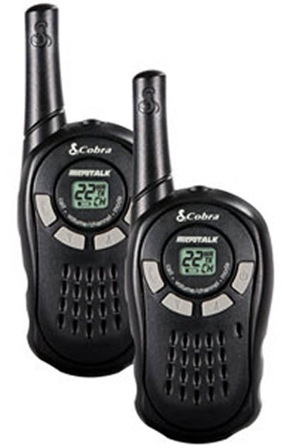NEW! PAIR COBRA CXT135 MicroTalk 16 Mile Walkie Talkie 2-Way Radios + 2 Headsets
