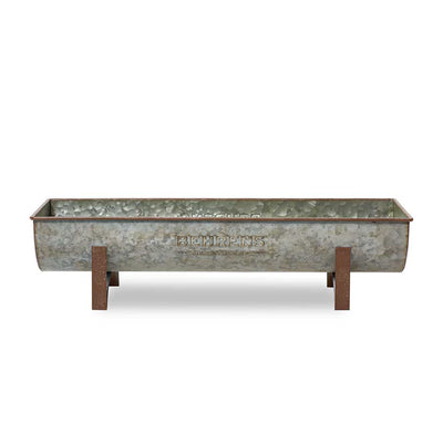 Behrens Versatile Large 19.75 Inch Galvanized Steel Trough Planter, Steel Gray - VMInnovations