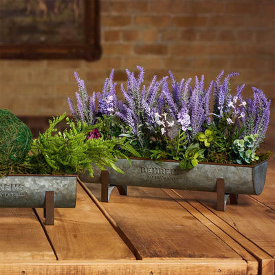 Behrens Versatile Large 19.75 Inch Galvanized Steel Trough Planter, Steel Gray - VMInnovations