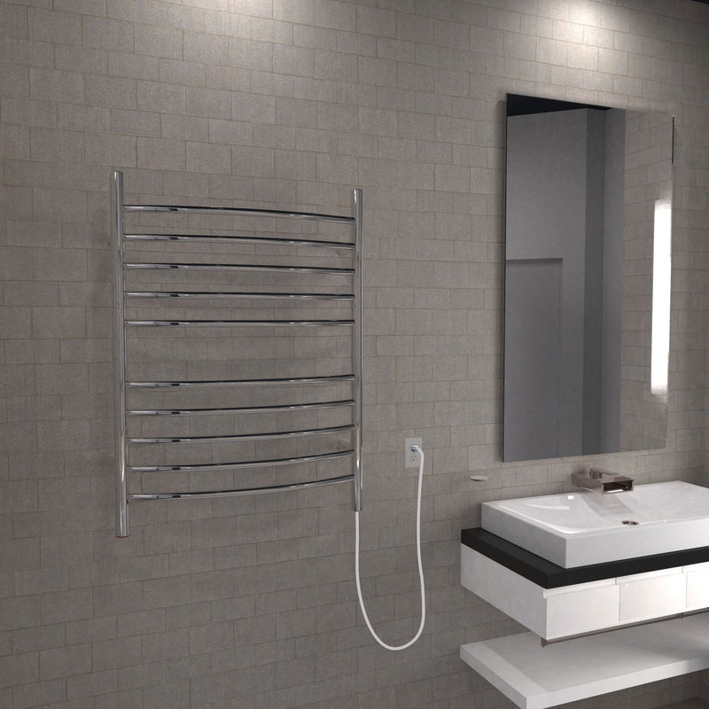Amba Radiant Curved 10 Bar Electric Bathroom Towel Warmer, Stainless Steel