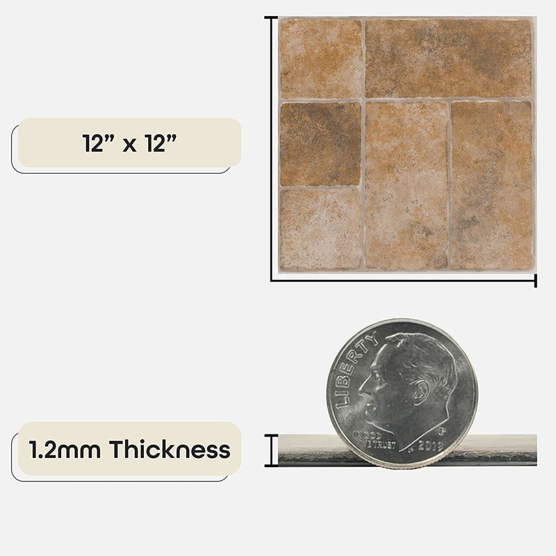 Achim Home Furnishings Nexus Peel & Stick Vinyl Floor Tile, Granite Blocks, 20PK