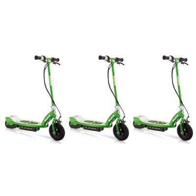 Razor E100 Kids Ride On 24V Motorized Electric Powered Scooters, Green (3 Pack)