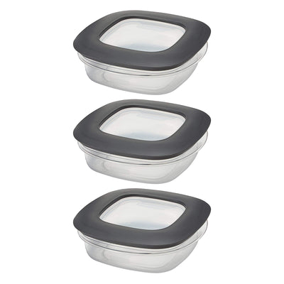 Rubbermaid 3 Cup Square Premier Plastic Storage Container w/ Lid, Clear (3 Pack)