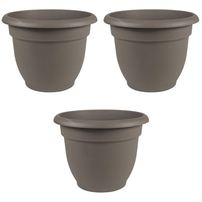 Bloem Ariana 10 Inch Indoor & Outdoor Self Watering Pot, Peppercorn (3 pack)