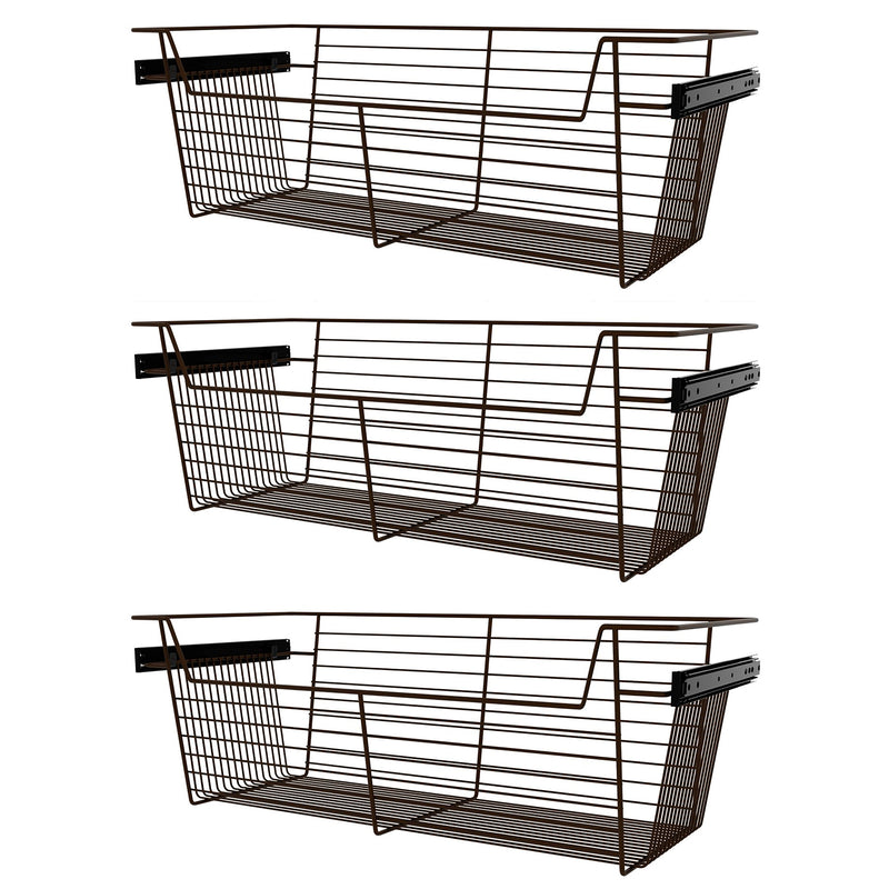 Rev-A-Shelf Sidelines CBSL-301410BZ-3 30" Bronze Pullout Closet Basket (3 Pack)