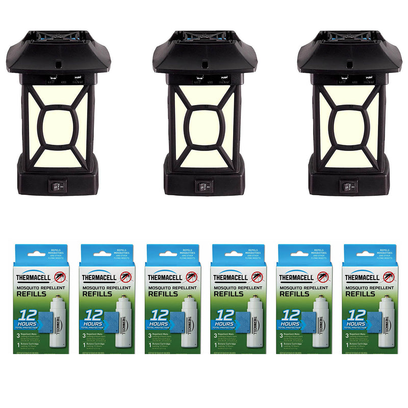 Thermacell Mosquito Control Lantern (3 Pack) and Bug Repeller Refill (6 Pack)