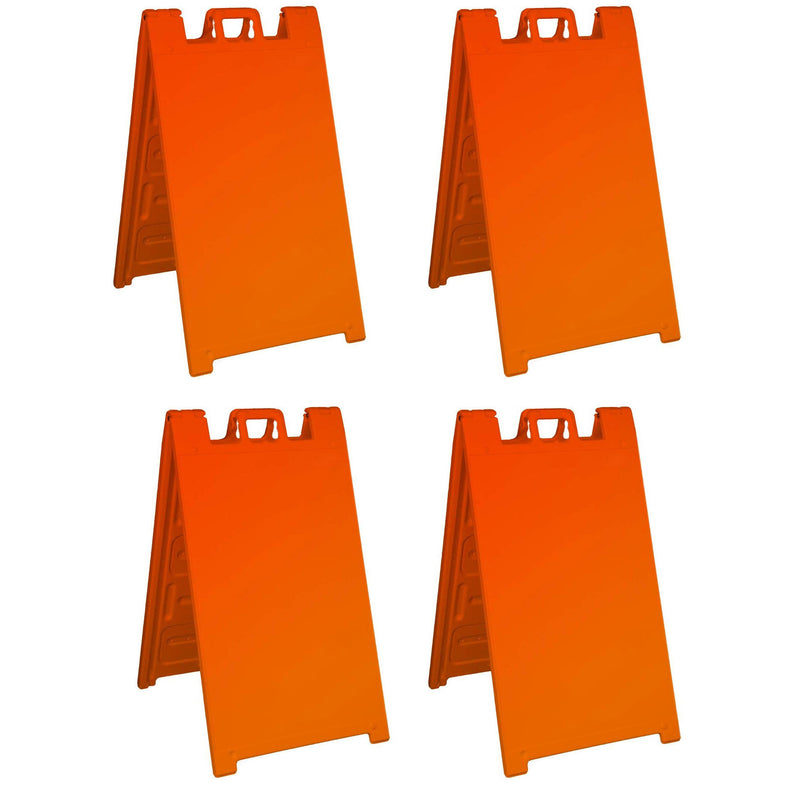 Plasticade Signicade A Frame Portable Folding Sidewalk Sign, Orange (4 Pack)