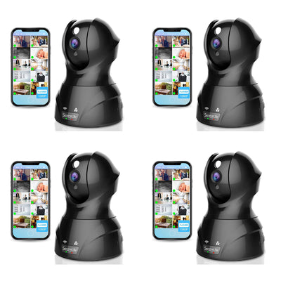 SereneLife IPCAMHD82 IP WIFI 1080p HD Remote App Control Security Camera, 4 Pack