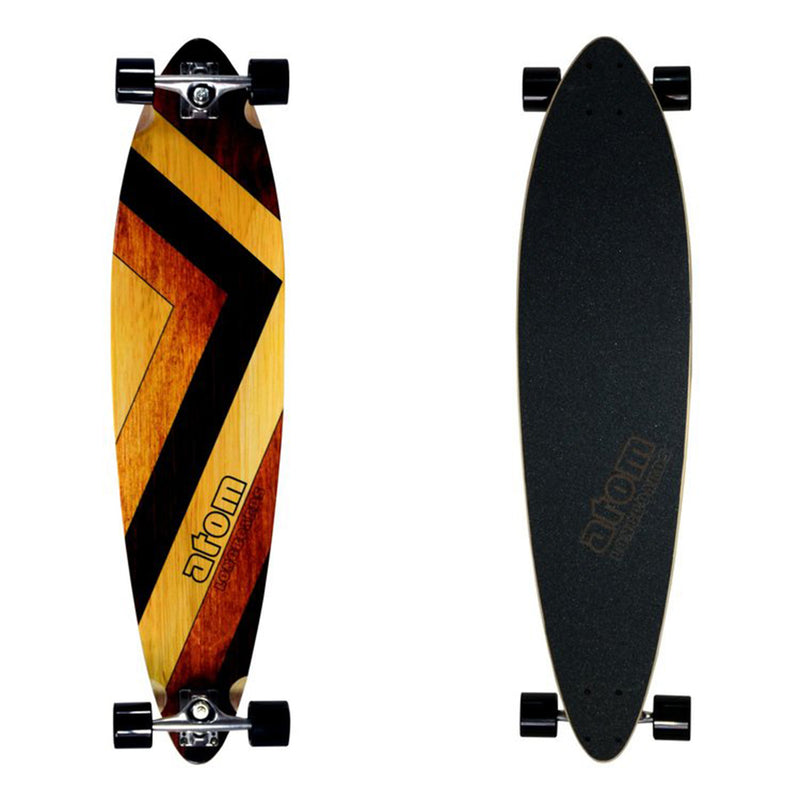 MBS 400130 Atom Pin-Tail Drop Deck 39 Inch Longboard Skateboard, Woody Design