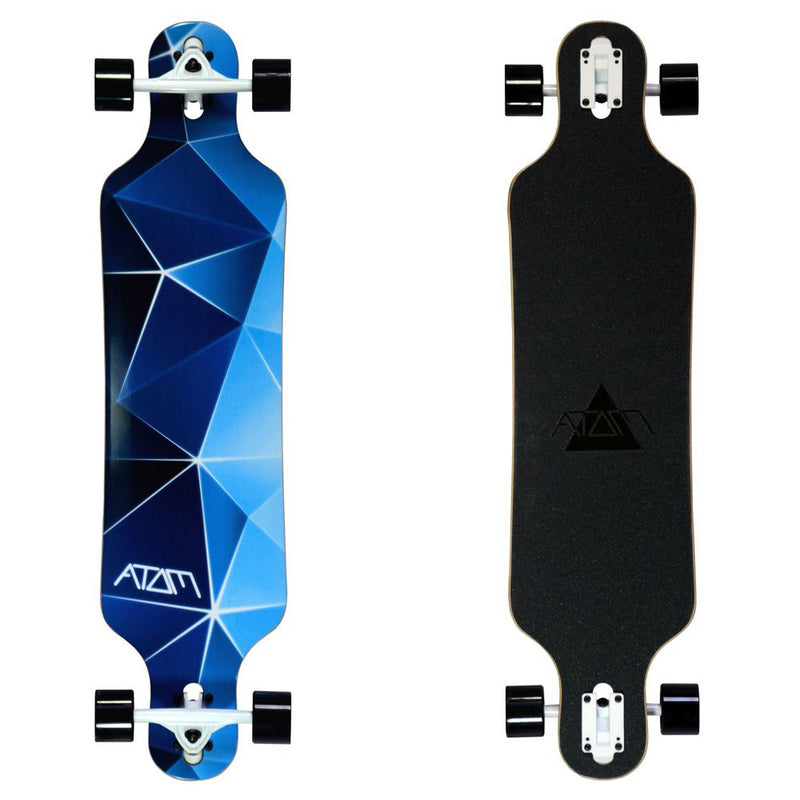 MBS Atom Drop Through 40-Inch Maple Longboard Skateboard Cruiser, Blue Geo