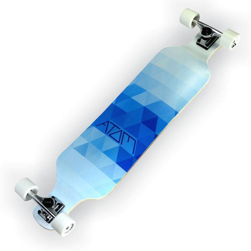 MBS Atom Drop Through 39-Inch Longboard Skateboard Cruiser, Blue Triangles