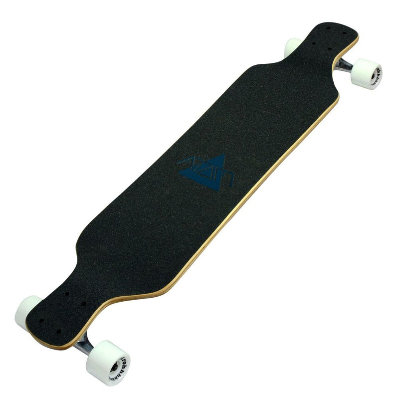 MBS Atom Drop Through 39-Inch Longboard Skateboard Cruiser, Blue Triangles