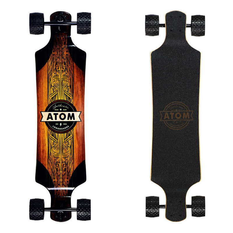 MBS 40026 Atom Drop Through 39-Inch Longboard Skateboard Cruiser, Black and Wood