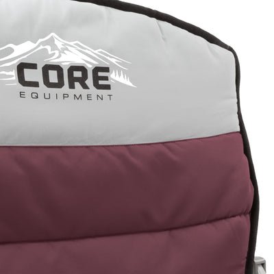 CORE 300 Pound Capacity Padded Hard Arm Chair with Carry Bag, Wine (Damaged)