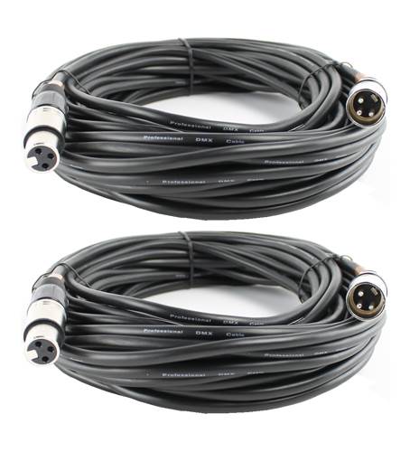 (2) CHAUVET LIGHTING 50 FT 3 Pin Male to Female DMX Connector Cables - DMX3P50FT
