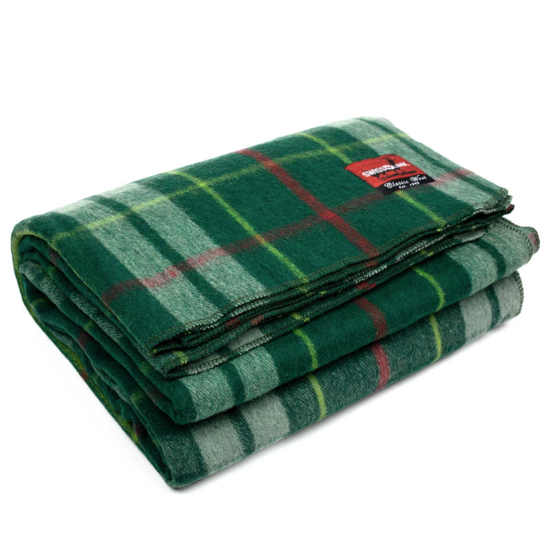Swiss Link Military Surplus 90 x 62 Inch Classic Wool Plaid Throw Blanket, Green