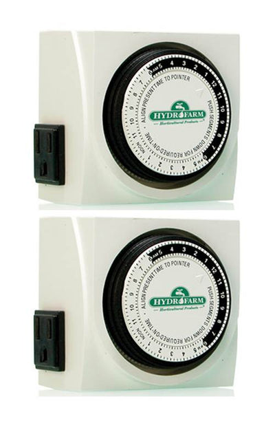 2 HYDROFARM TM01015D Hydroponics Grow Light Dual Outlet Analog Grounded Timers