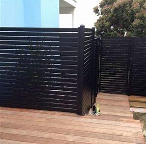 Stratco 71 x 39 Inch Aluminum Quick Screen Horizontal Slat Gate Fencing, Black