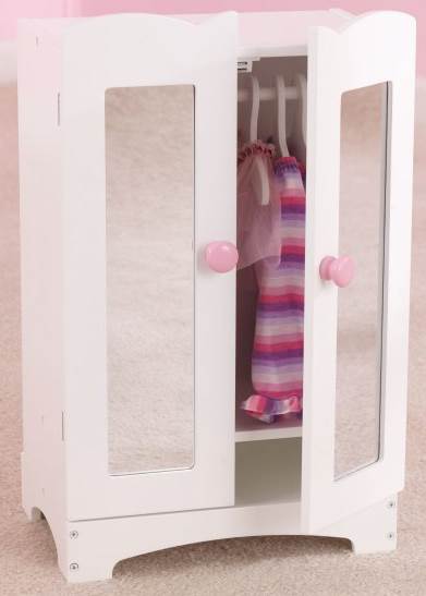 KidKraft Lil' Doll Wood Baby Little Armoire Closet - White | 60132