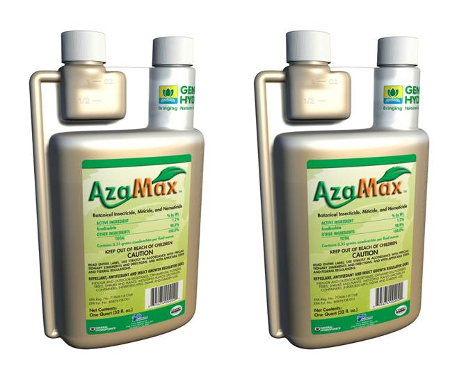 (2) AZAMAX General Hydroponics 32 Oz Botanical Insecticide Pest Control Quarts
